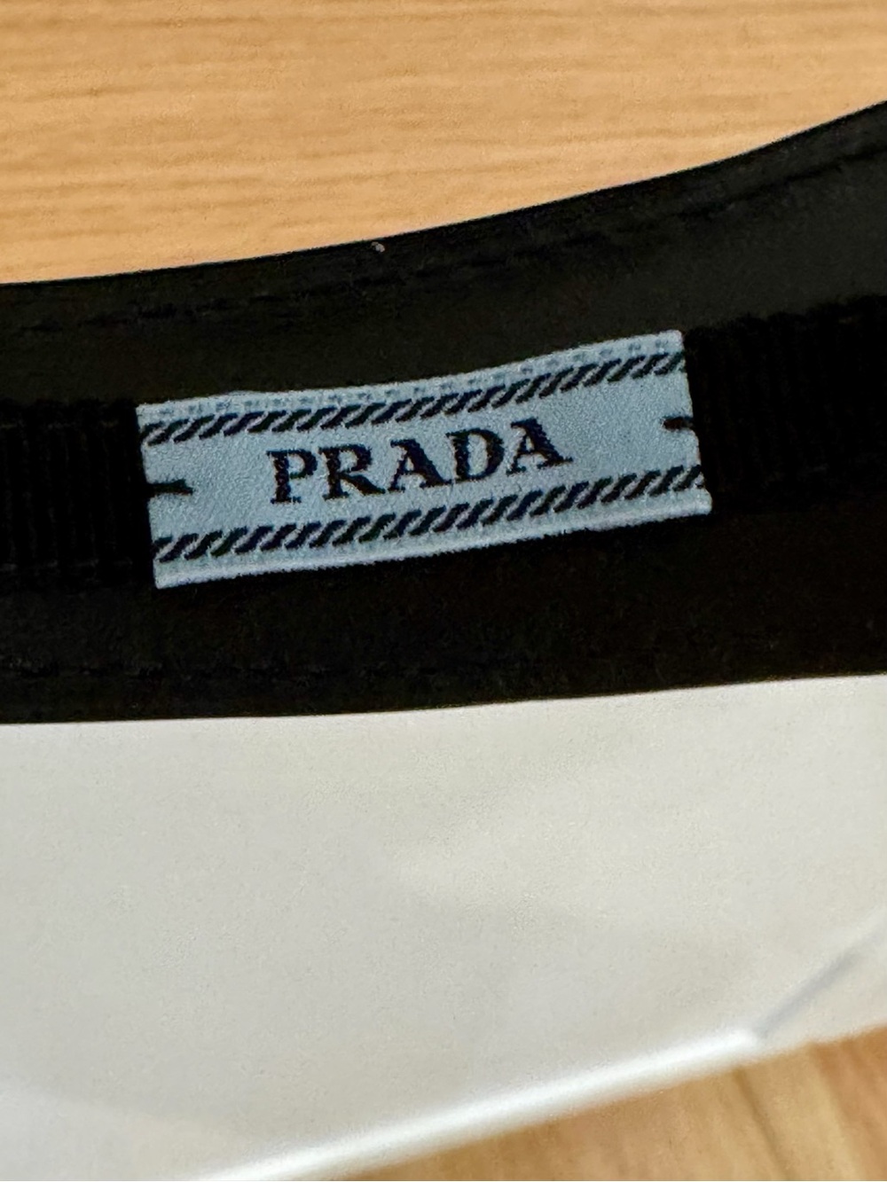 Prada Black Leather Headband with Gold Triangle Logo - Picture 3 of 4